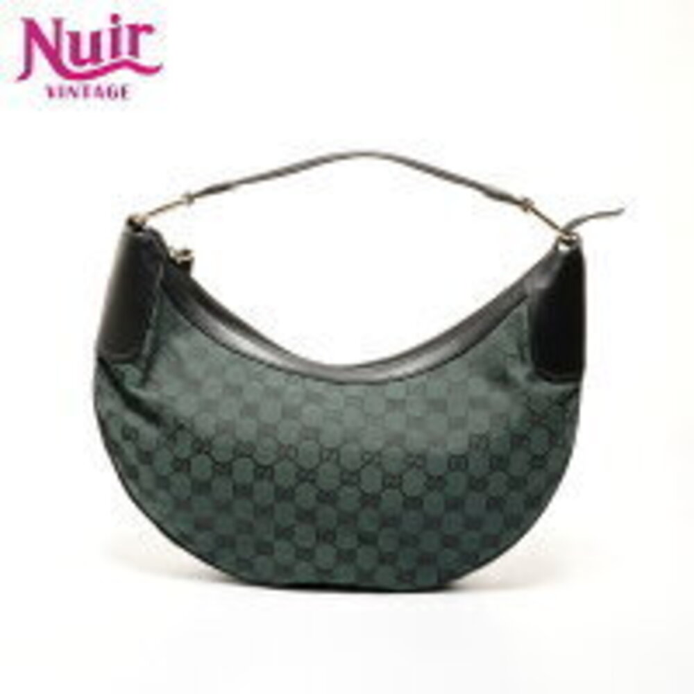 Gucci GG Canvas Half Moon Hobo One Shoulder Hobo Bag Green